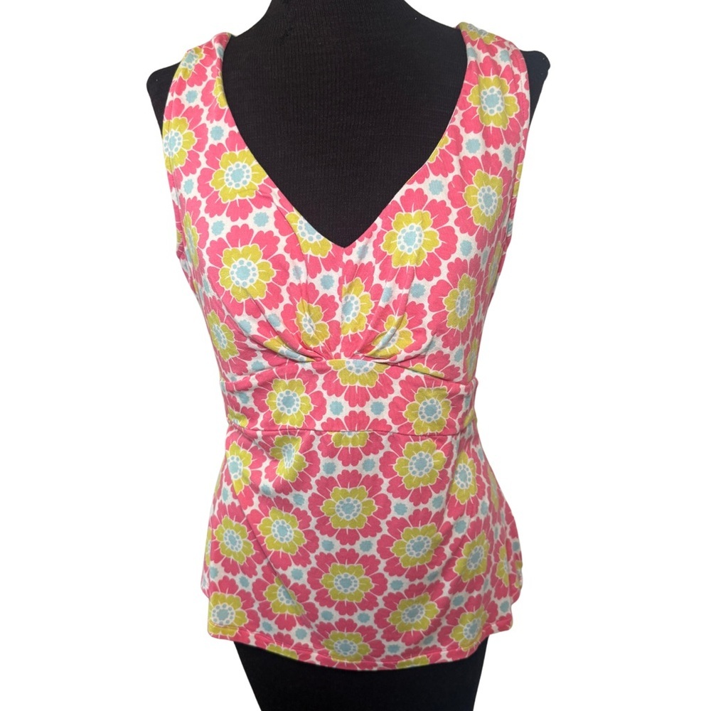 BODEN Pink Blue Floral Print Sleeveless Tank Blouse Size 12